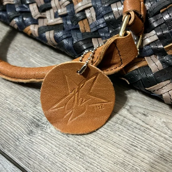 Woven Tan, Black & grey Recycled genuine leather Women's purse - Picture 8 of 9